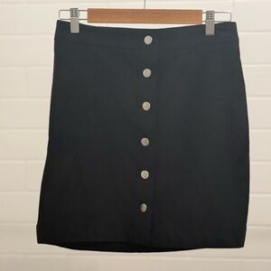 H&M Faux Suede Black Button Up Skirt